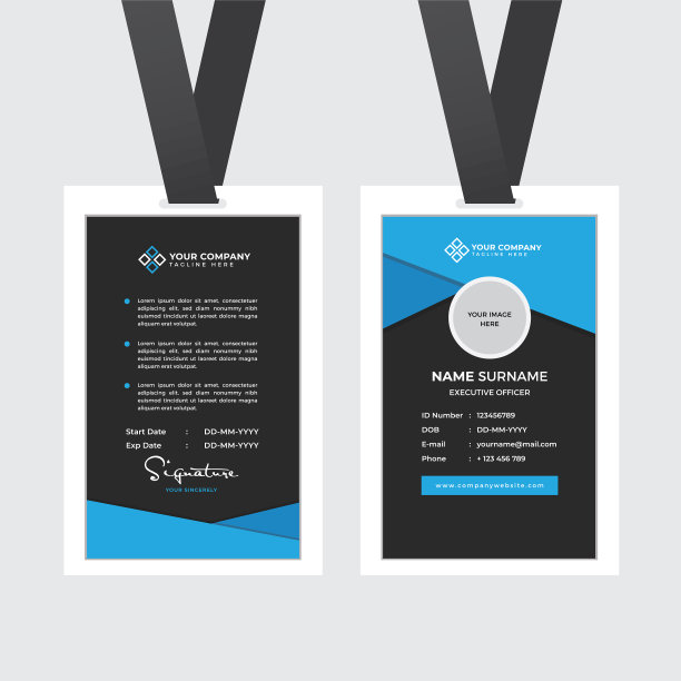 高级员工身份证和照片占位符图片下载