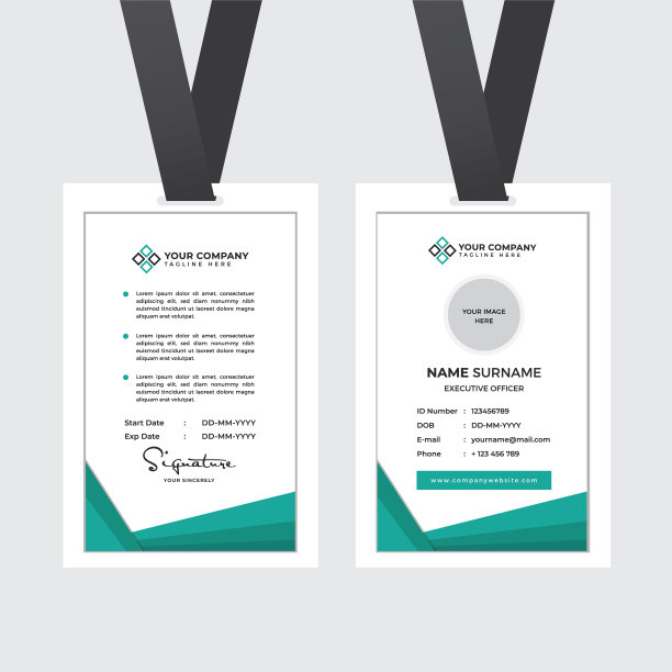 高级员工身份证和照片占位符图片下载