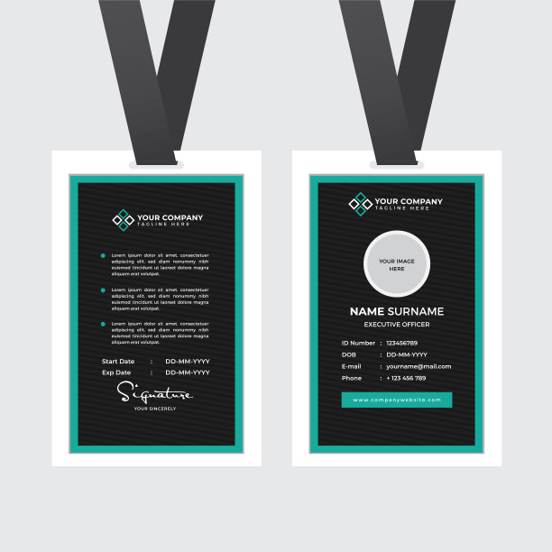 高级员工身份证和照片占位符图片下载