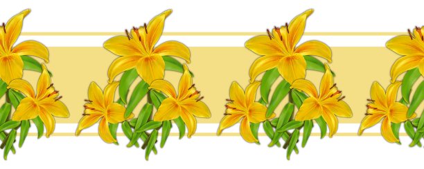 一束带叶子的黄色百合图片下载