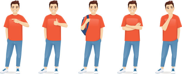 年轻人穿着休闲装套装图片下载