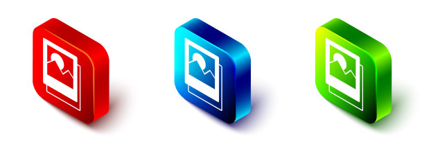 在白色背景上隔离的等距照片图标图片下载