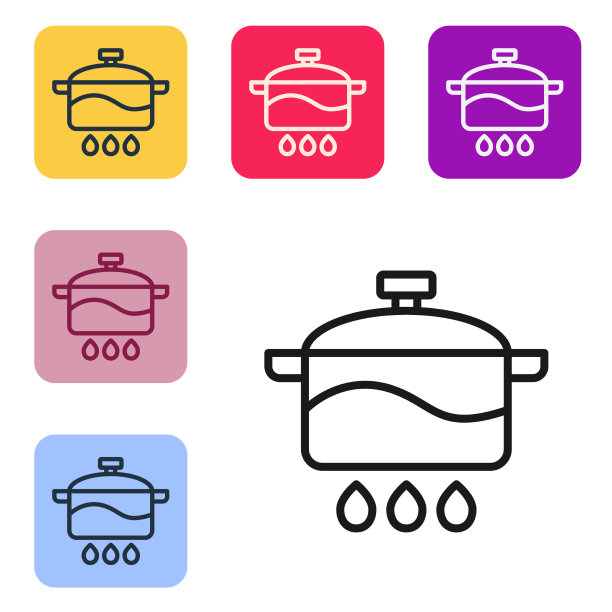 黑线烹饪锅图标孤立在白色上图片下载