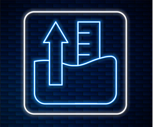 发光的霓虹灯线上升在水位图标图片下载