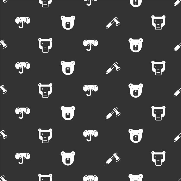 木斧、猴子、大象和熊正面交锋图片下载