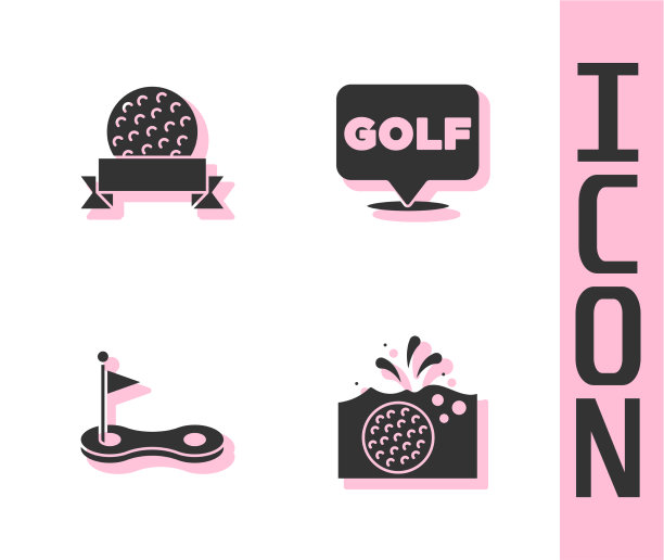 将高尔夫球放入水洞中，并挂上旗子和标签图片下载