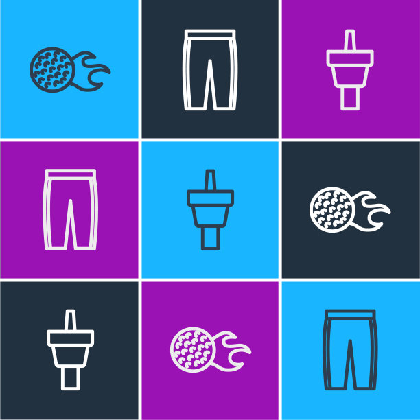 设线高尔夫球座和裤子图标图片下载