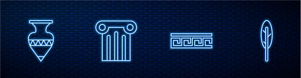 设置古希腊图案双耳柱线图片下载