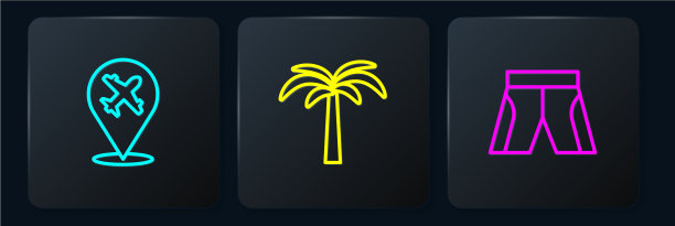 设线平面短或裤和热带棕榈图片下载