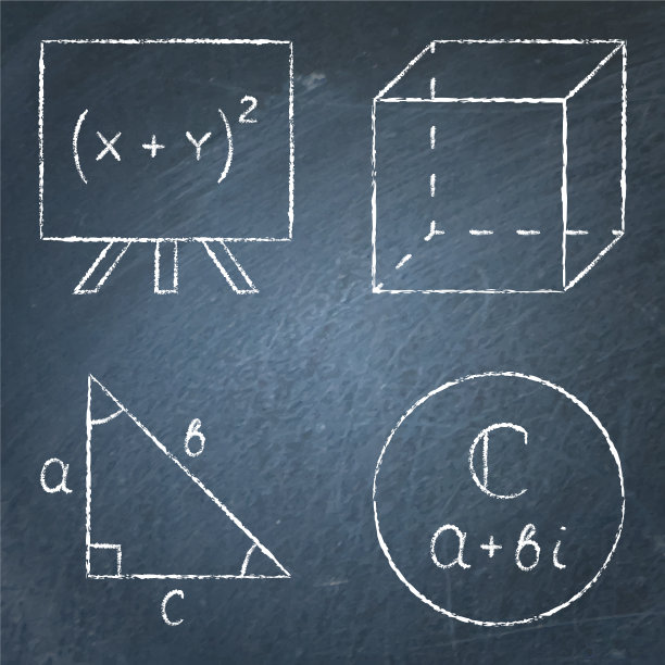 数学图标设置在黑板上的直线风格图片下载