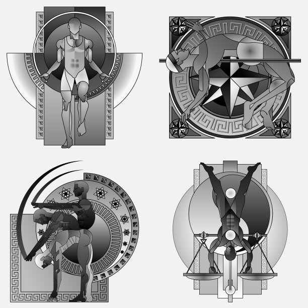 设置四个体育海报横幅或传单图片下载