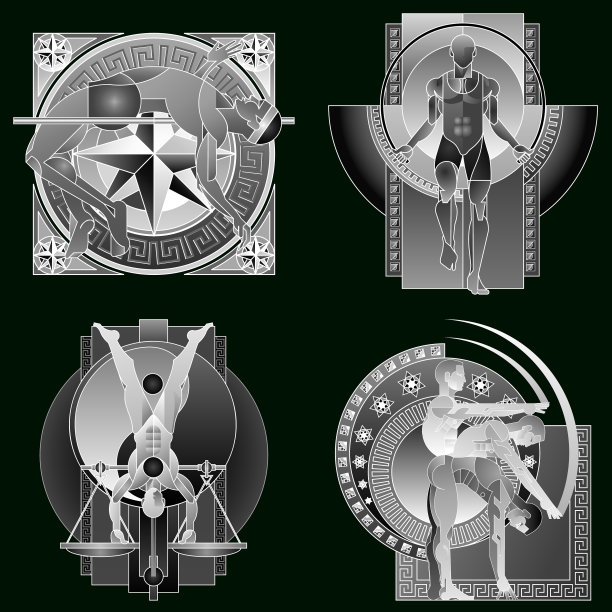 设置四个体育海报横幅或传单图片下载