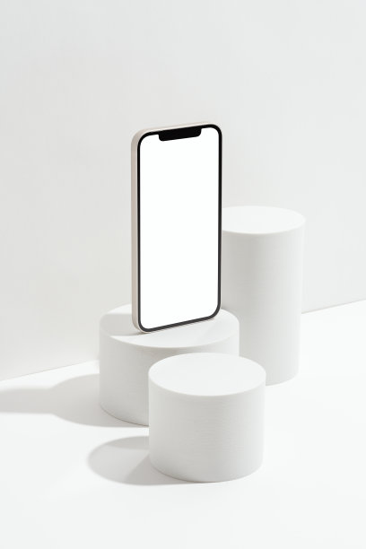 空白屏幕智能手机模型，模板上几何底座图片下载