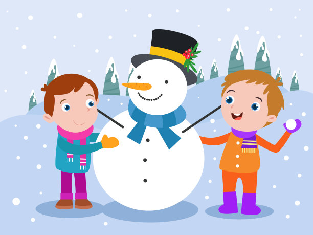 男孩在雪卡通2d玩图片下载