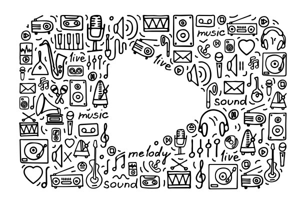 乐器和图标的矢量轮廓集图片下载