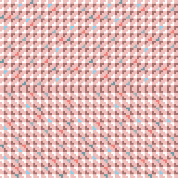 抽象无缝矢量图案在粉红色，软红色，蓝色和棕色。图片下载