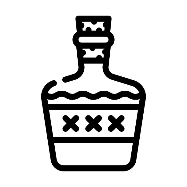 酒精饮料瓶线条图标矢量插画图片下载
