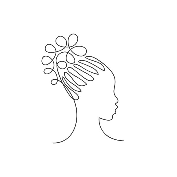 美丽的非洲女孩的脸侧面与卷发图片下载