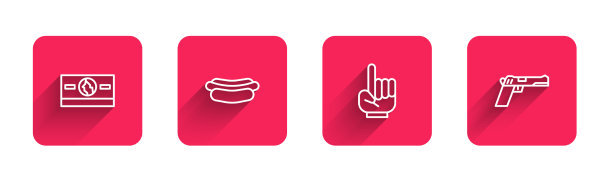 Set line堆叠纸币cash热狗三明治图片下载