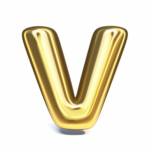 金色字体字母V 3D图片下载