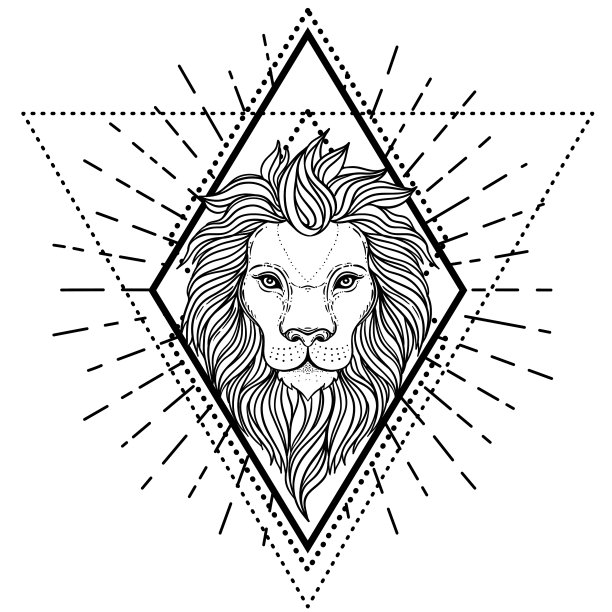 华丽的狮子头在神圣的几何学非洲图片下载