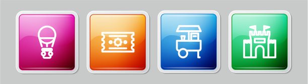 Set line热线，热线，热气球，机票，快餐，街头小吃图片下载