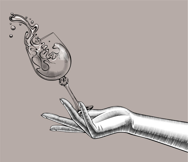 女手里拿着一个掉落的玻璃杯，溅起了水花图片下载