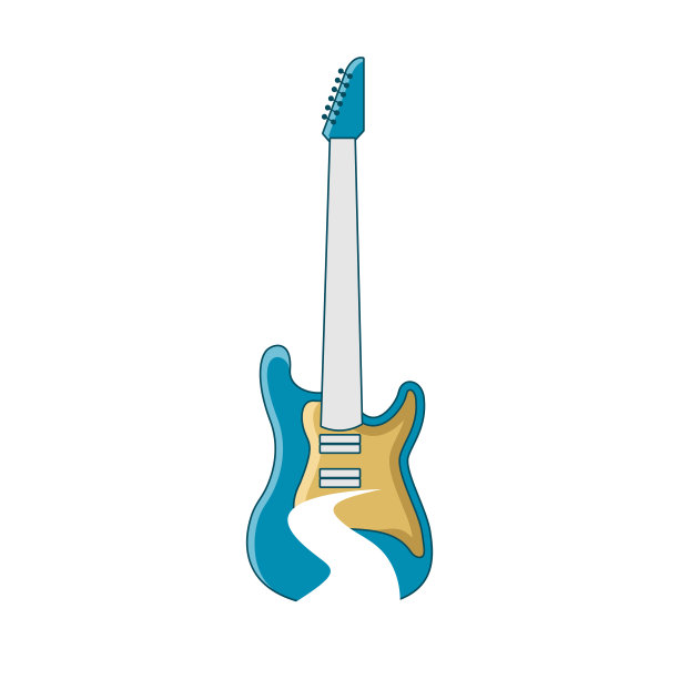 插图矢量图形的河吉他标志图片下载