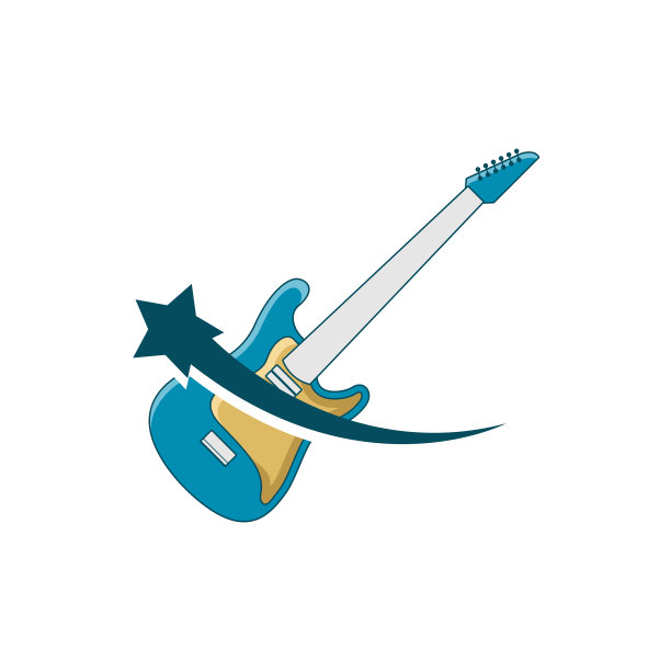 插图矢量图形的明星吉他商店的标志图片下载