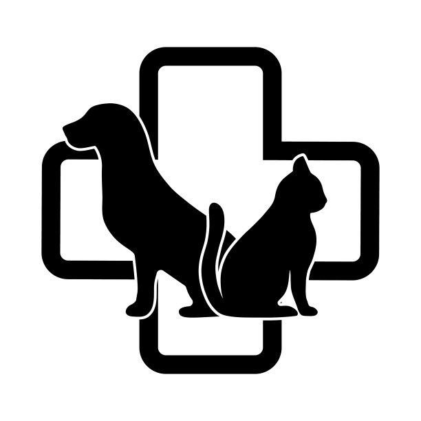 兽医诊所标志上有猫和狗图片下载