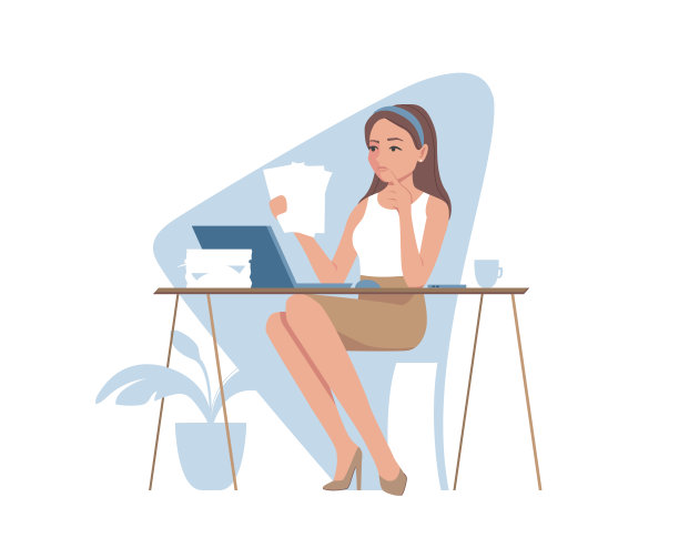 年轻的女商人在桌上用笔记本电脑做文书工作。图片下载