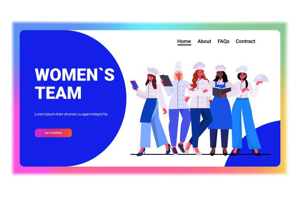 穿着制服的女厨师站在一起图片下载