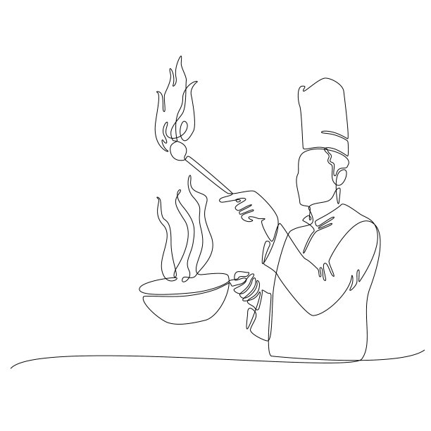 连续线厨师烹饪图片下载