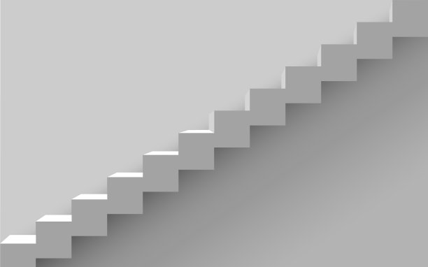 白色的房间里有白色的楼梯和灯光图片下载