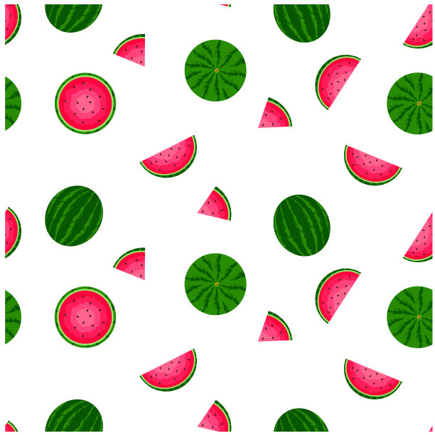 矢量无缝模式上透明的背景，组成各种西瓜。图片下载