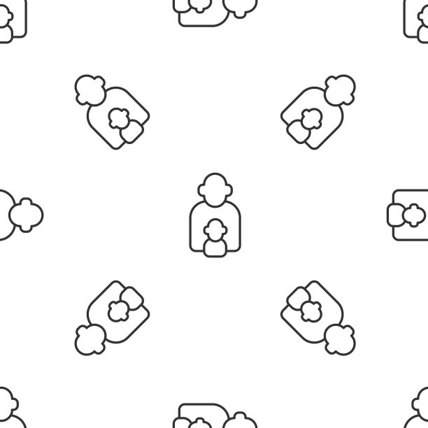 灰线照顾孩子图标隔离无缝模式上的白色背景。向量图片下载