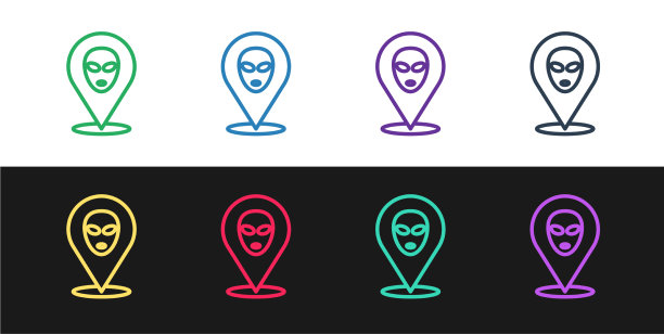 设置线外星人图标隔离在黑色和白色图片下载