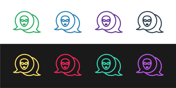 设置线外星人图标隔离在黑色和白色图片下载