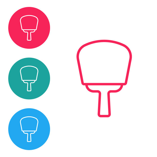 红线韩文手扇子图标孤立在白色背景上。在圆形按钮中设置图标。向量图片下载