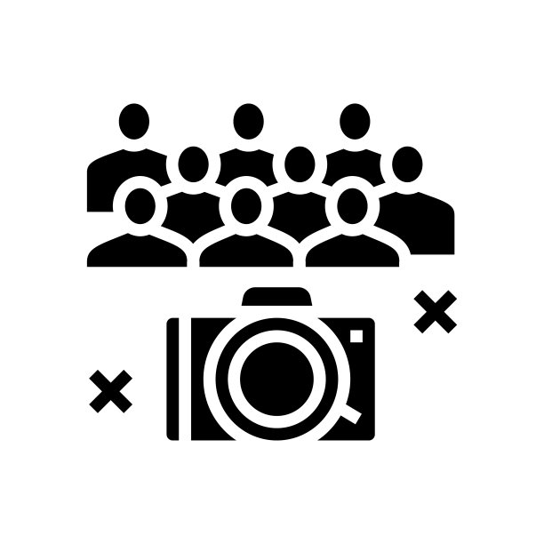 集体摄影幼儿园字形图标矢量插图图片下载