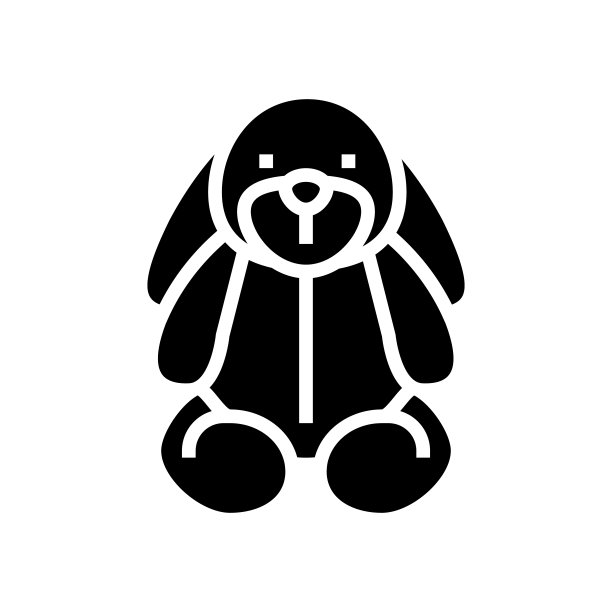 毛绒玩具字形图标矢量插图图片下载