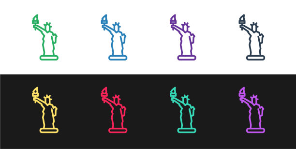 设线雕像自由图标孤立在黑色图片下载