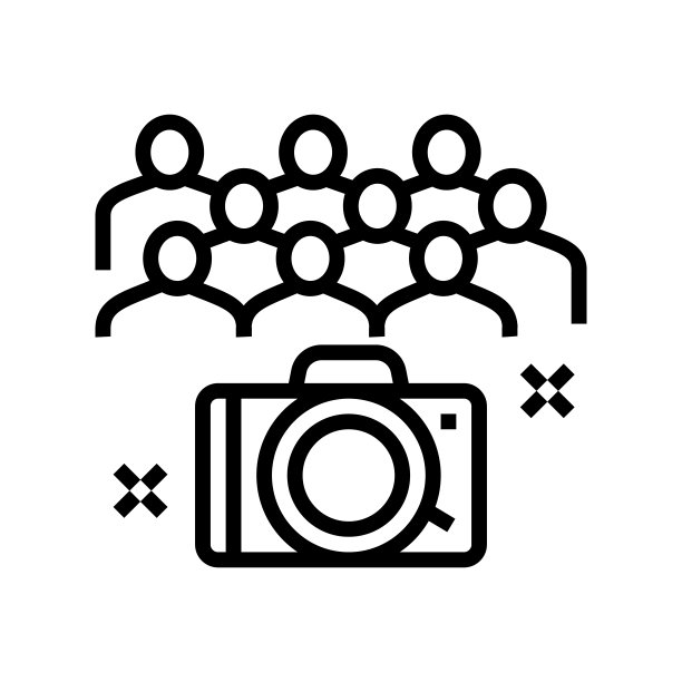 集体摄影幼儿园线图标矢量插图图片下载