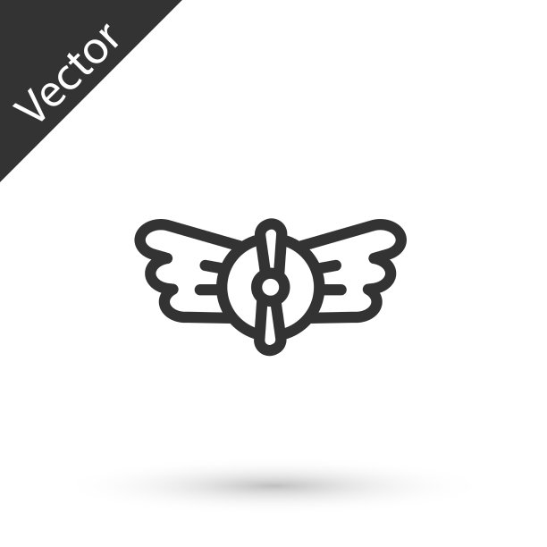 灰线航空徽图标孤立在白色上图片下载