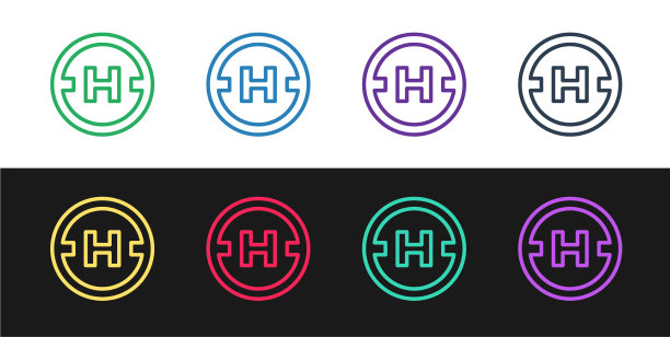 设置线直升机停机坪图标孤立图片下载