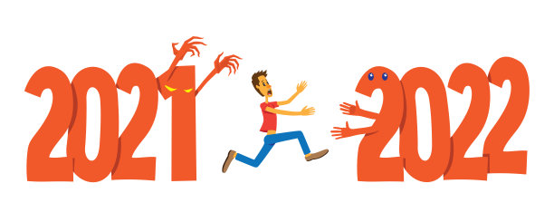 从2021年逃到2022年。新年的概念。图片下载