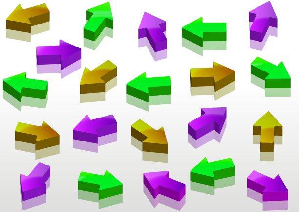 插图随机安排彩色3D箭头图片下载