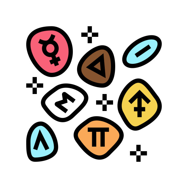 石头波西米亚色彩图标矢量插图图片下载