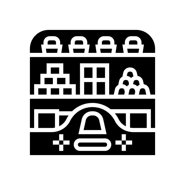 柜台糖果店字形图标矢量插图图片下载