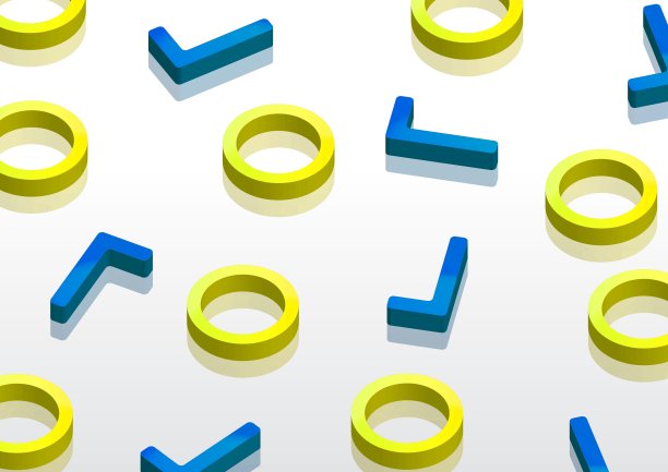 插图随机排列的三维圆和检查标记图片下载